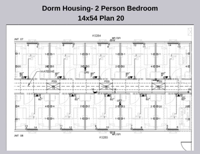 Dorm Housing workforce housing bunkhouse 2 Person per bedroom 14x54